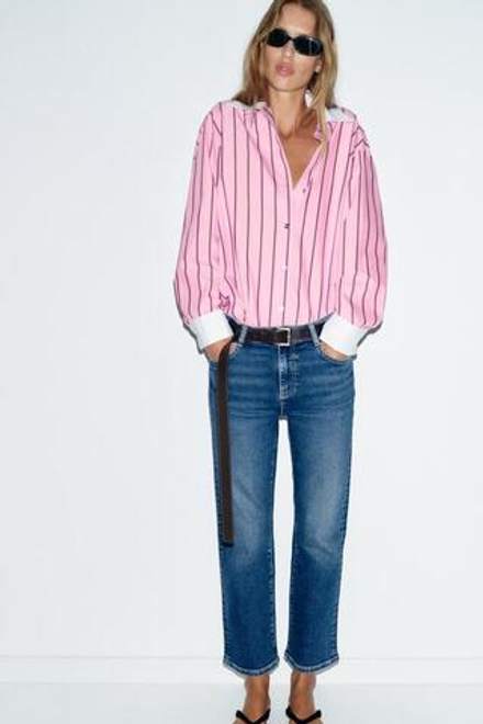 ZARA ДЖИНСЫ Z1975 MINI FLARE С ВЫСОКОЙ ПОСАДКОЙ, СИНИЙ