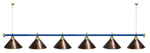 Лампа STARTBILLIARDS 6 пл. (плафоны зеленые,штанга золотая,фурнитура золото)