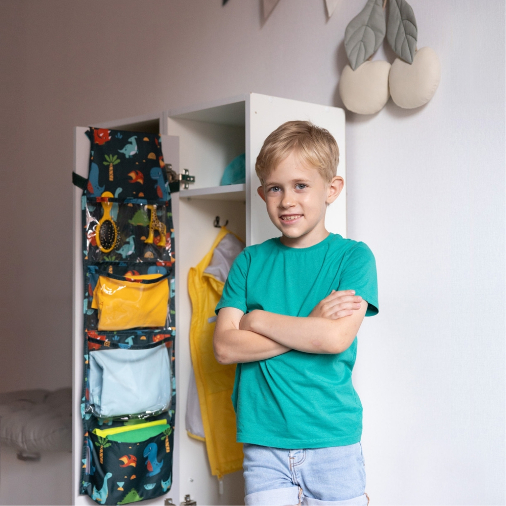 Кармашки для детского сада на липучке. Динозавры принт