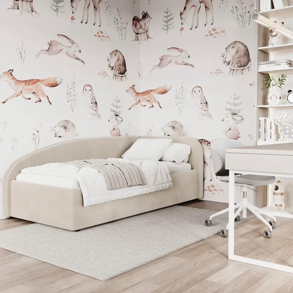 Кровать Элис 90х200 Слоновая кость Правый Угол