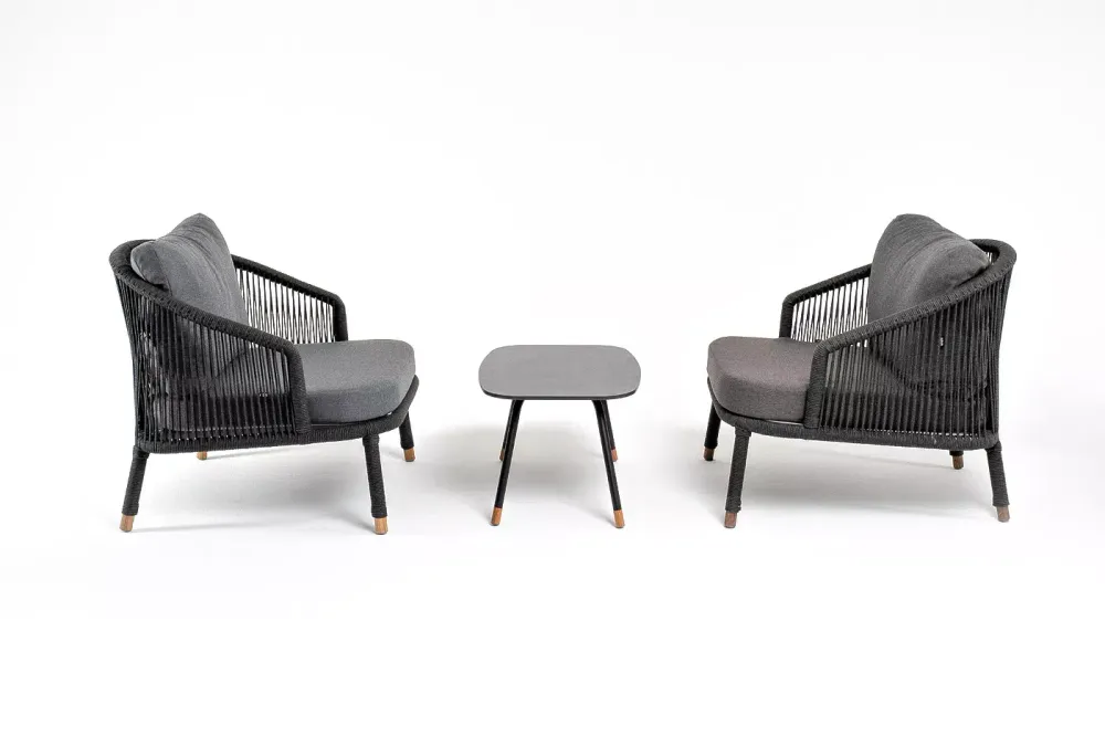 "Верона" лаунж-зона 5-местная плетеная из роупа (веревки), каркас алюминиевый темно-серый, роуп темно-серый