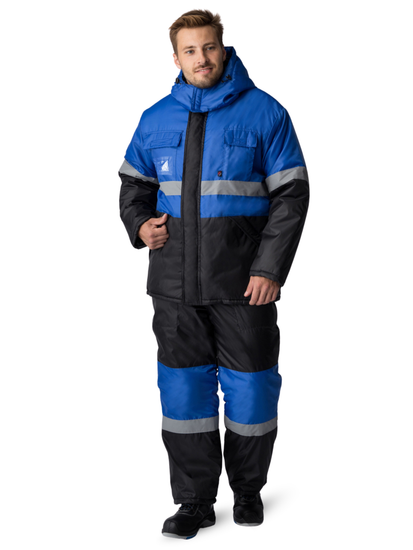 Костюм зимний "Мегрес-2" СОП полукомбинезон (василек/черный)
