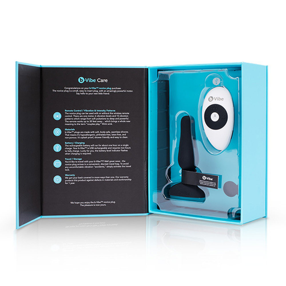 Черный анальный премиум-миниплаг 10см b-Vibe Novice Plug BV-004-BLK