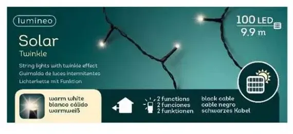 Светодиодная гирлянда на солнечной батарее 9.9 м., 100 теплых белых LED ламп, Kaemingk (494457)