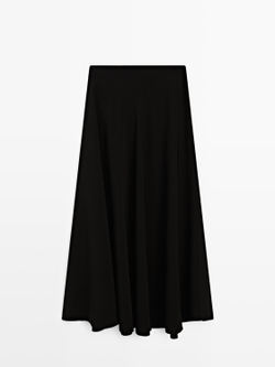 Massimo Dutti Длинная расклешенная юбка с пуговицами, черный