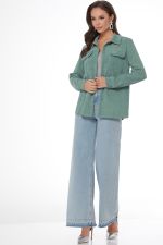 Рубашка из микровельвета с карманами зеленая DStrend (Акция)