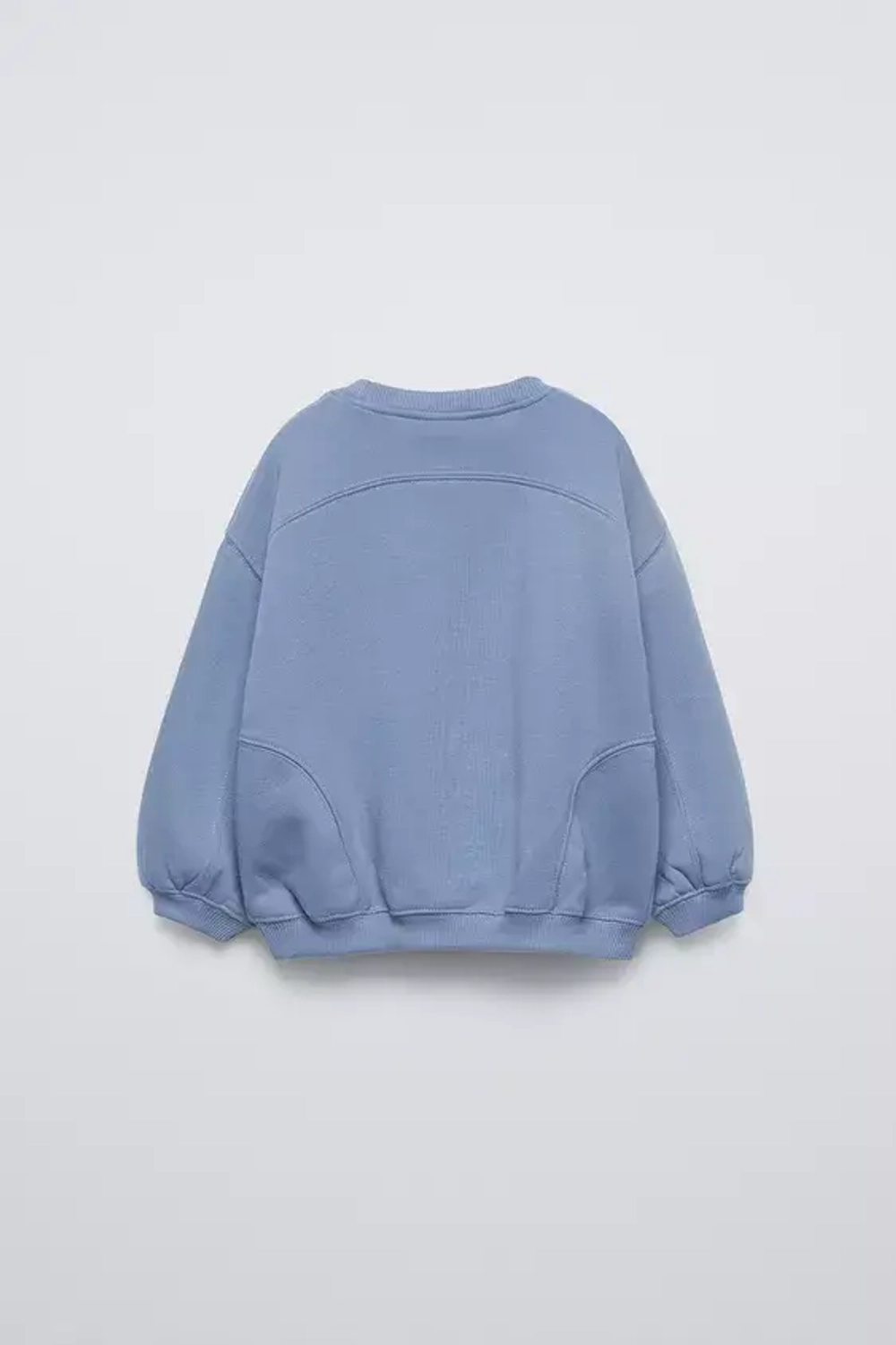 ZARA ОДНОТОННАЯ ТОЛСТОВКА С НАДПИСЬЮ, СТАЛЬНОЙ СИНИЙ