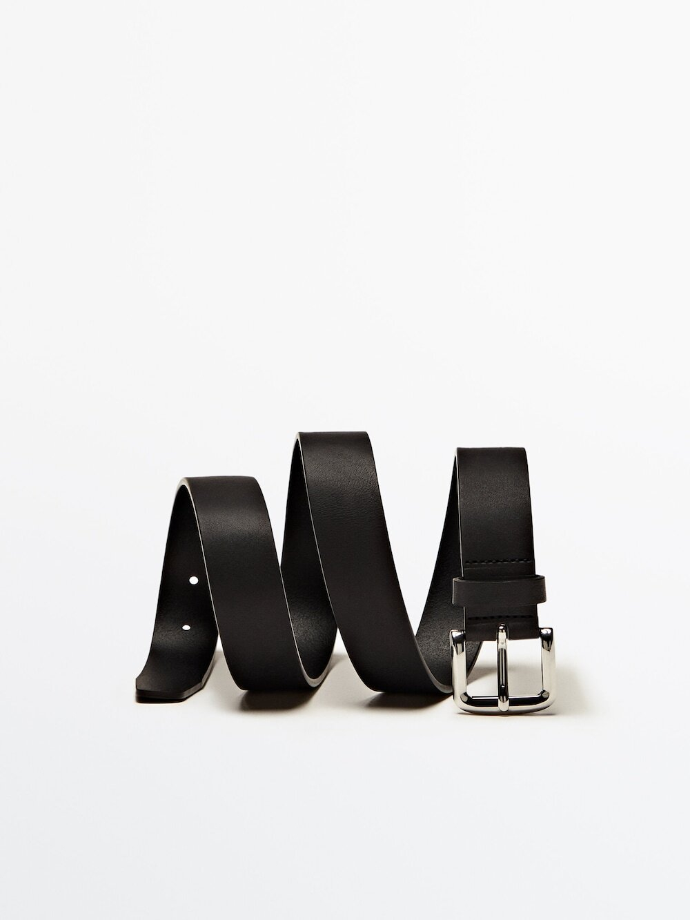 Massimo Dutti Ремень из мягкой кожи наппа, черный