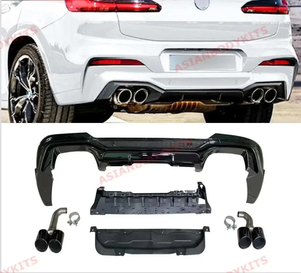 Диффузор заднего бампера в стиле X4M с насадками на выхлоп для BMW X4 G02 с М-пакетом 2018+ БМВ
