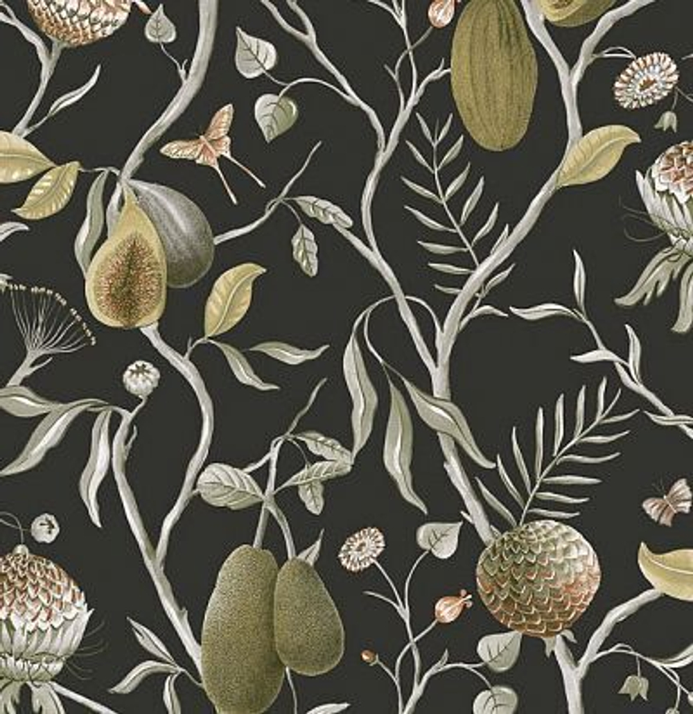 Папайя на ветках, сочетание классической и цифровой технике нанесения.