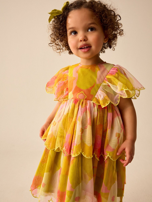 Платье для девочки Next AG9-800, Желтый, Розовый