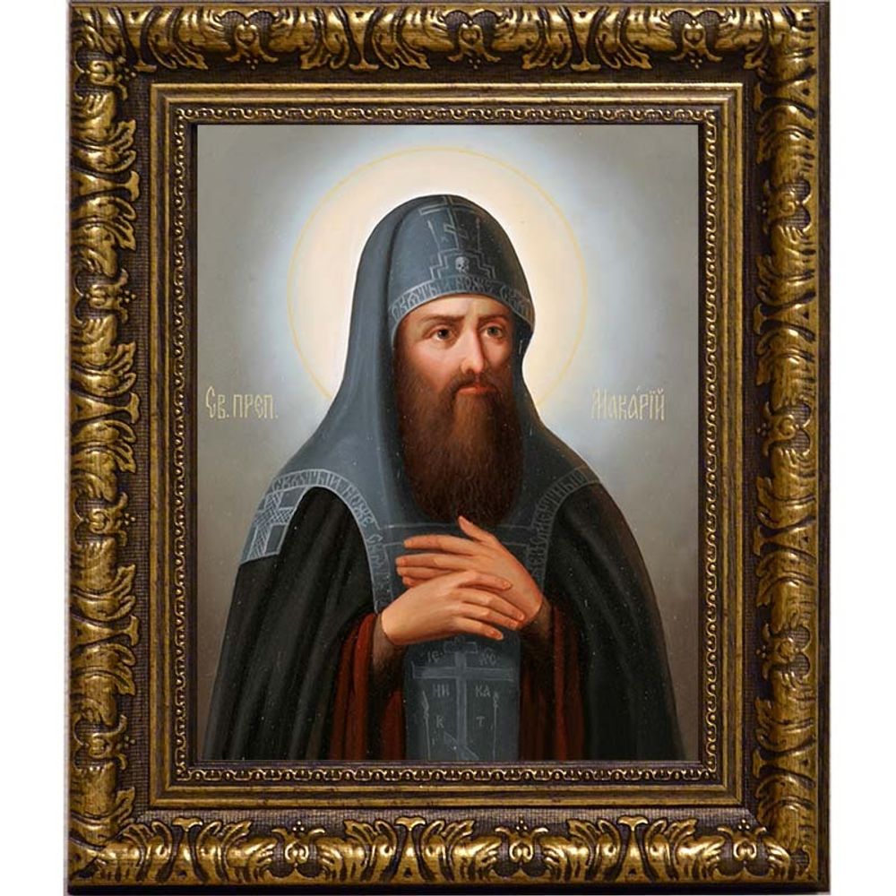 Макарий Печерский, преподобный постник. Икона на холсте.
