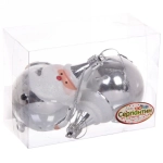 Елочные игрушки «Круглый Дед Мороз» 6 см (набор 2 шт), Серебро