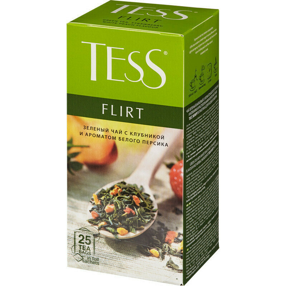 Чай зеленый ТЕSS Flirt с клубникой и ароматом белого персика 1, 5г * 25пакетиков