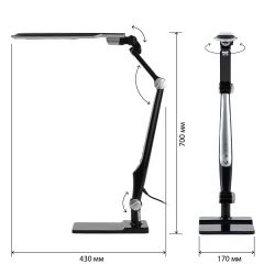 Настольный светильник ЭРА NLED-497-12W-BK светодиодный на струбцине и с основанием черный
