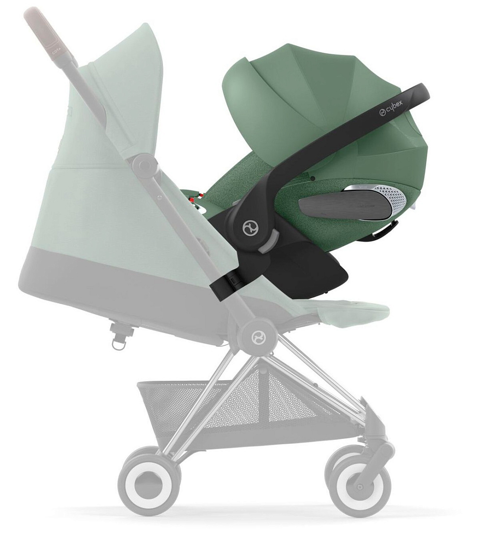 Коляска Cybex Coya Matt Black Frame Cloud T i-Size Leaf Green Plus Leaf Green с дождевиком