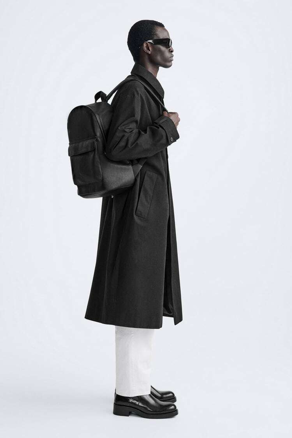 ZARA РЮКЗАК С КЛАПАНОМ И КАРМАНОМ, ЧЕРНЫЙ