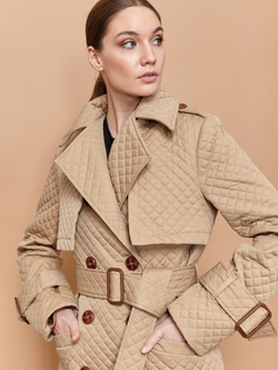 Тренч стеганый бежевый осень