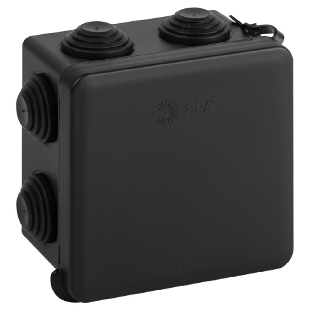 Распаячная коробка ЭРА KOR-80-80-50-7gv-MP-B черная 80х80х50мм с гермовводами 7 входов прямой монтаж IP55