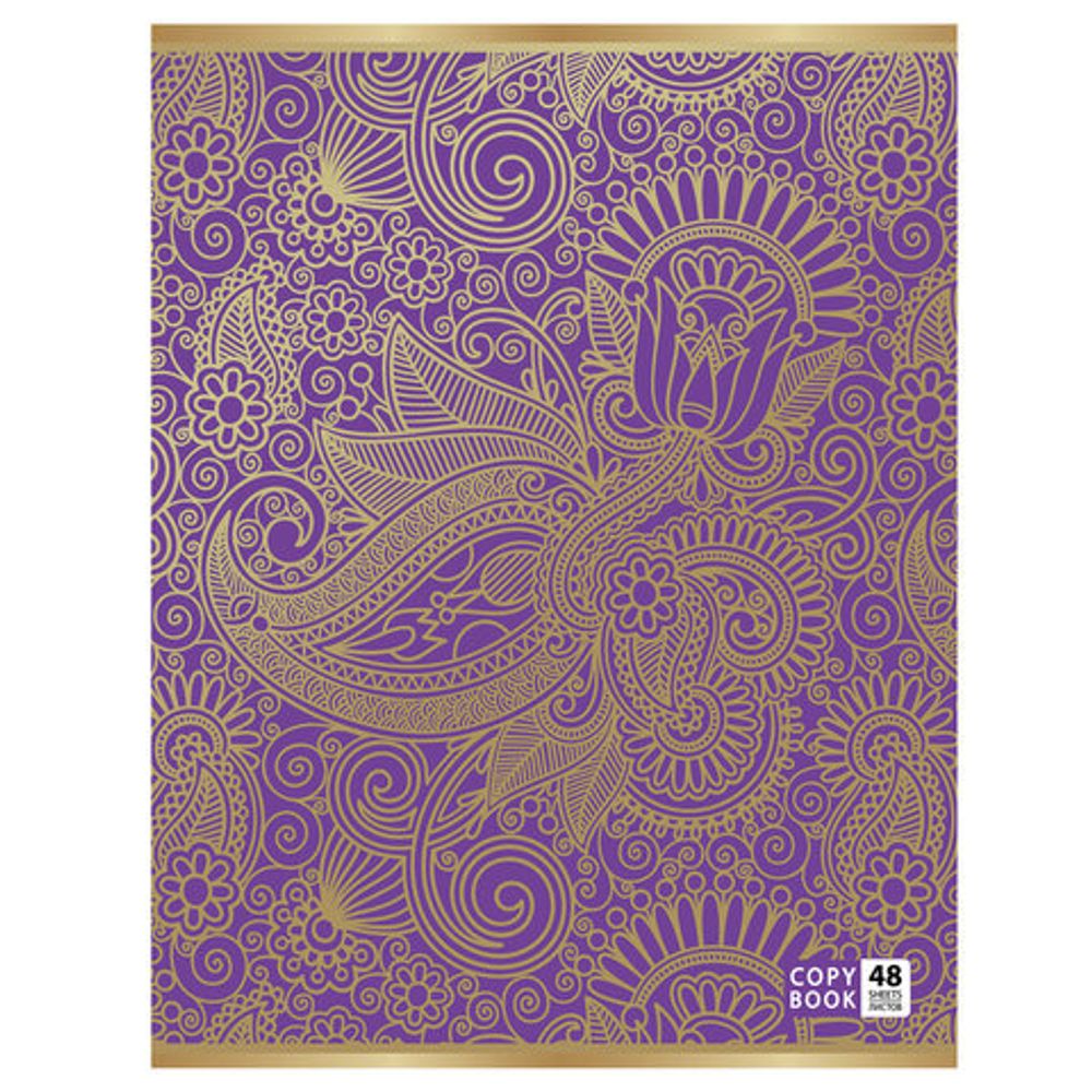 Тетрадь А5, 48 л., BRAUBERG, клетка, тиснение фольгой, УЗОР, 401840