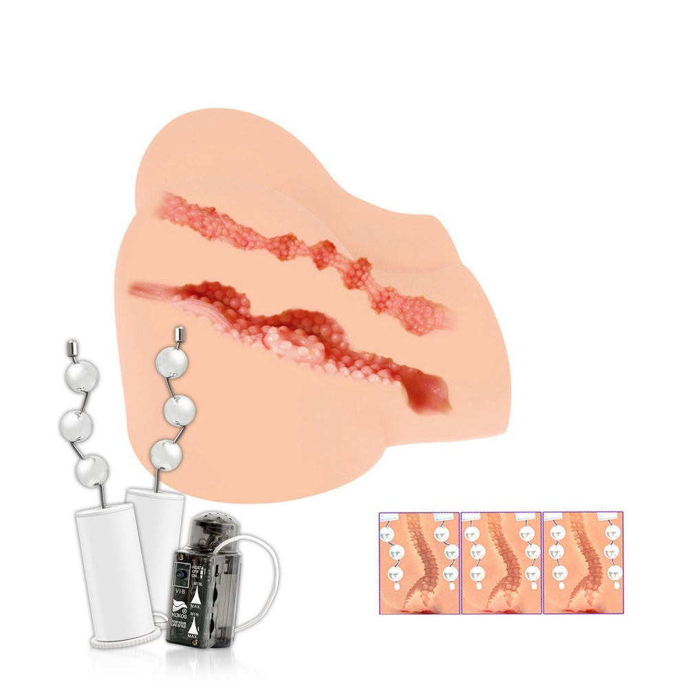 Вибрирующий мастурбатор-полуторс Olivia Say: вагина и анус (Цвет: телесный)