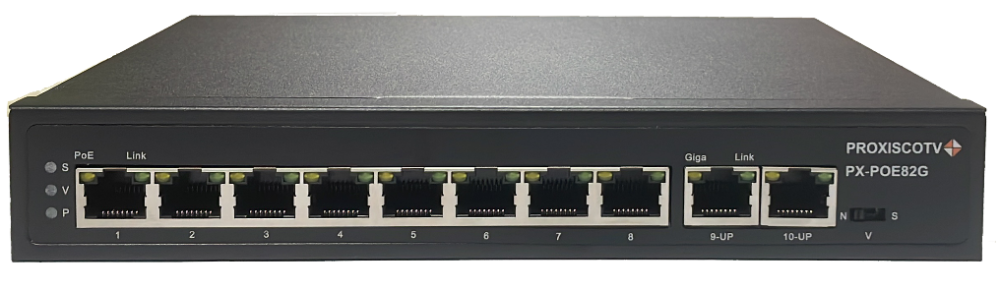 PX-POE82G коммутатор PoE 8*100M+2*1000M , металл