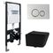 Комплект подвесной унитаз ABBER Rechteck AC1201MB черный матовый с инсталляцией AC0105 и кнопкой AC0121 хром