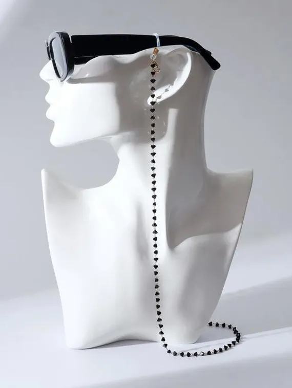 Цепочка для очков "Строгость" дорожка, цвет чёрный в золоте, 70 см