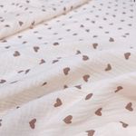 Муслин двухслойный "Коричневые сердца на айвори"