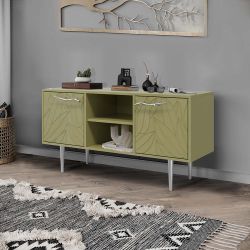 Тумба под ТВ Арт Колор leaves 117см Стайл Сильвер Зеленая олива