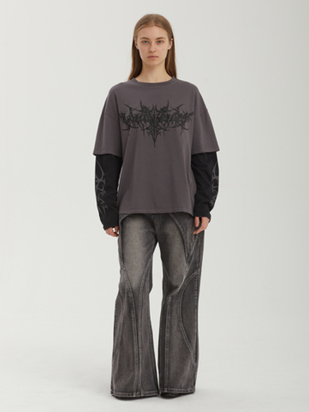 Женский Лонгслив Sigilism Print Grey Layered