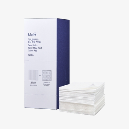 DEAR, KLAIRS Хлопковые пэды Toner Mate 2 in 1 Cotton Pad (120 шт)