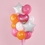 Шар (19''/48 см) Сердце, С Днем Рождения! (леопард в бокале), 1 шт. в уп.