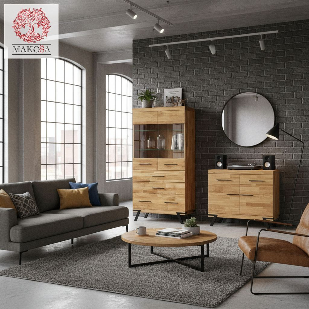 Шкаф витрина, 90х42х179, Флеверс, сервант для посуды, стеклянная, буфет, из массива дуба, Makosa