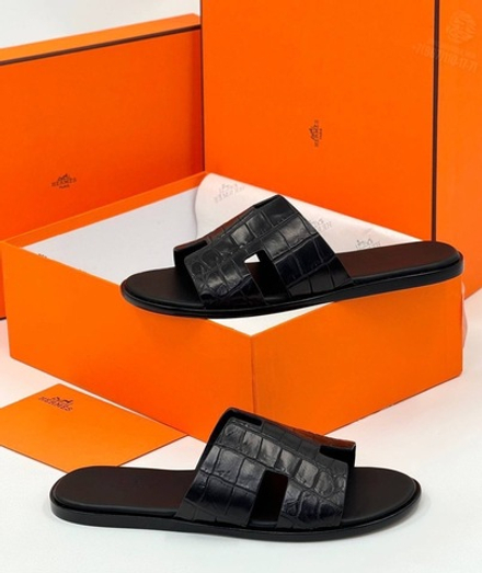 Шлепанцы Hermes Izmir из кожи крокодила