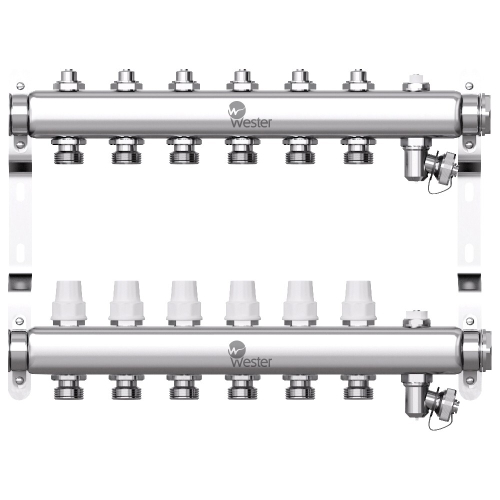 Коллектор Wester нерж. 1quot;-3/4 в сборе на 6 выходов, MUVS6134