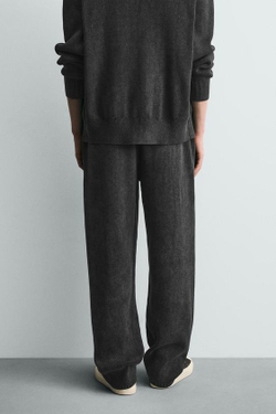 ZARA БРЮКИ ИЗ РЕЛЬЕФНОГО ТРИКОТАЖА, МОРСКОЙ СИНИЙ