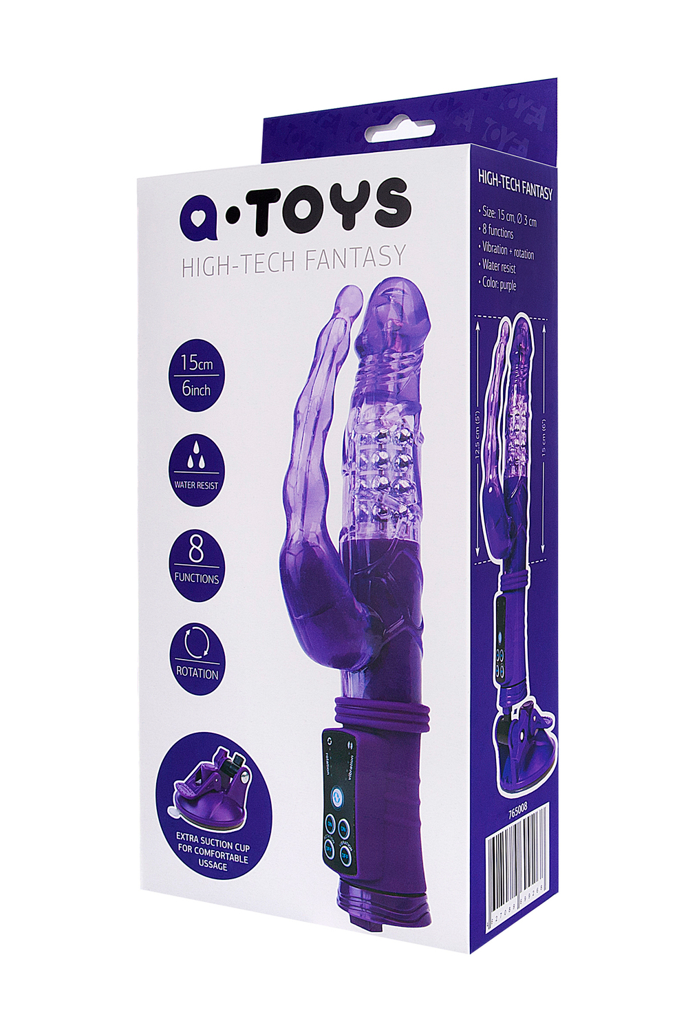 Анально-вагинальный вибратор A-Toys by TOYFA на присоске, фиолетовый, 22 см