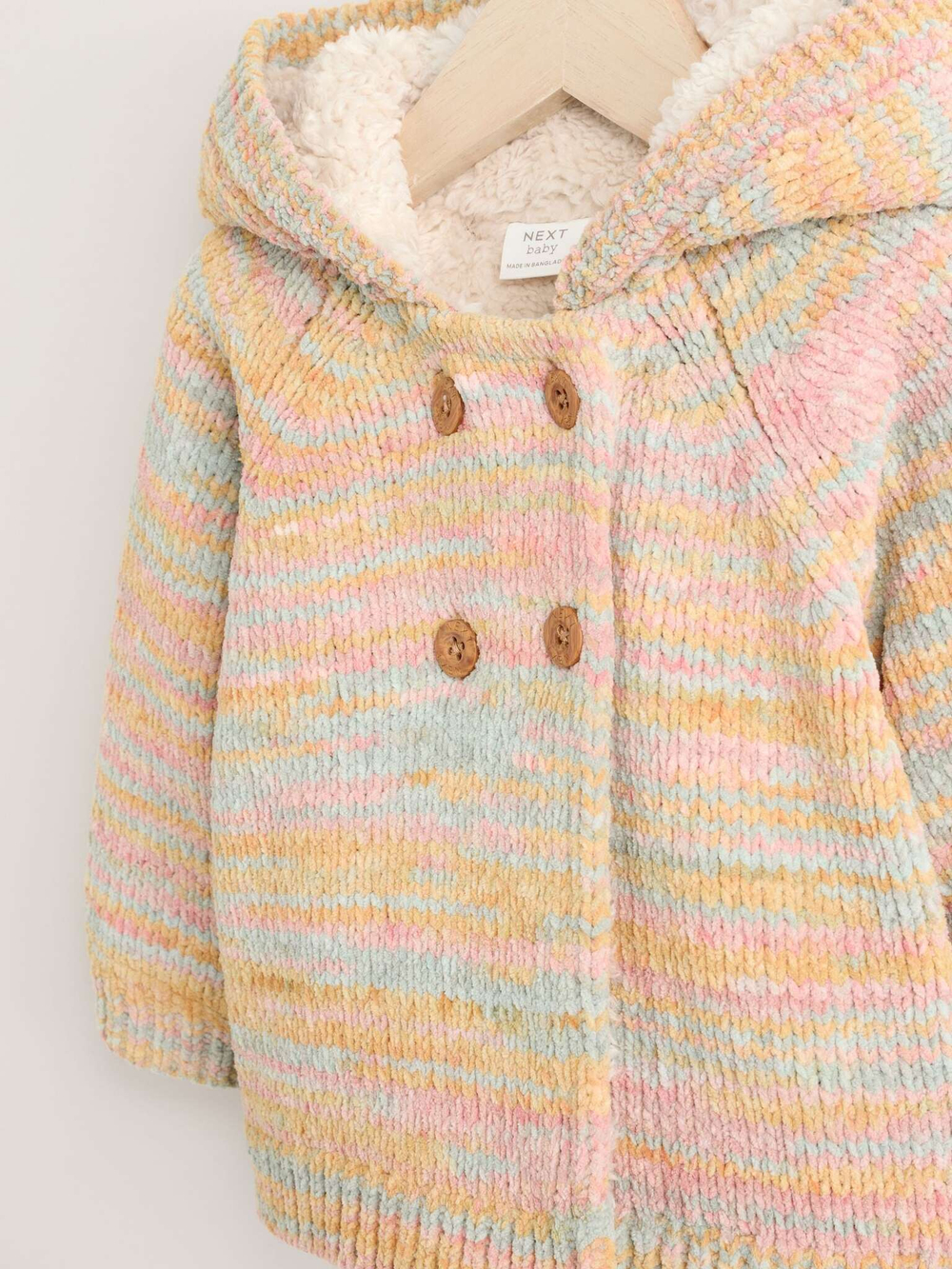 Вязаный кардиган с капюшоном для малышей Next K82-431, Бежевый