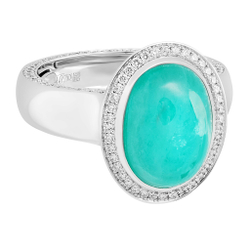 Кольцо С Турмалином Параиба и Бриллиантами, R0029-4/3