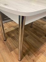 Стол разд Пластиковый подстолье прямое хром Царг.пояс белый Ст-ца бискайская сосна