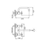 Смеситель для кухни настенный 1/2 кер F4708 FRAP Крест (верхний пов.излив, ХРОМ, силумин)