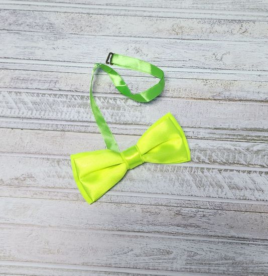 Галстук бабочка классика, лайм глянец, зелёная лента