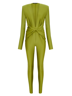 Комбинезон с глубоким вырезом из бифлекса