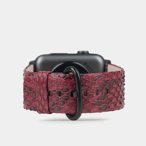 Ремешок для Apple Watch 44/45/46 mm из кожи питона, малинового цвета