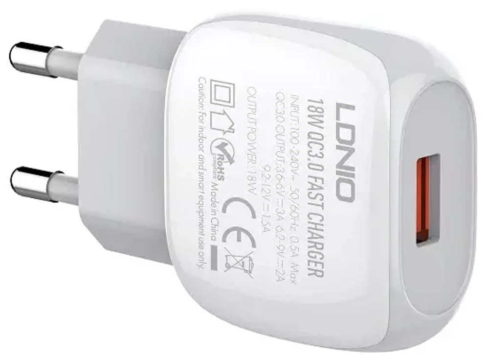 СЗУ 18W с кабелем lightning 1USB-A QG A1306Q LDNIO