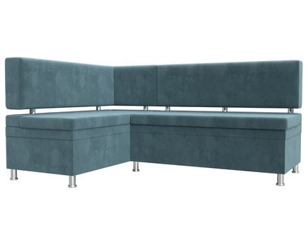 Диван кухонный угловой Стайл левый угол, Бирюзовый, Велюр, 111656L