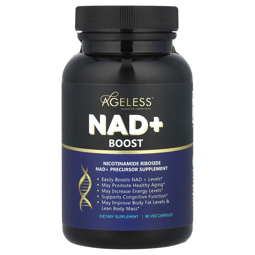 Ageless Foundation Laboratories, NAD + Boost`` 90 растительных капсул