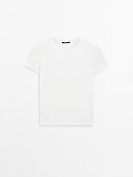 Massimo Dutti Футболка с коротким рукавом, кремовый