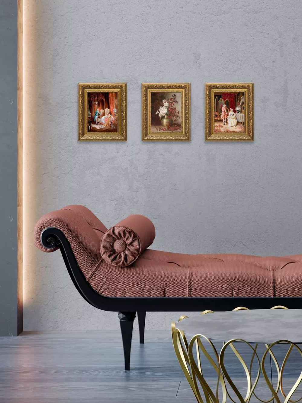 Картина на стену для интерьера на холсте "Золотой век" в классической раме 41*51 см